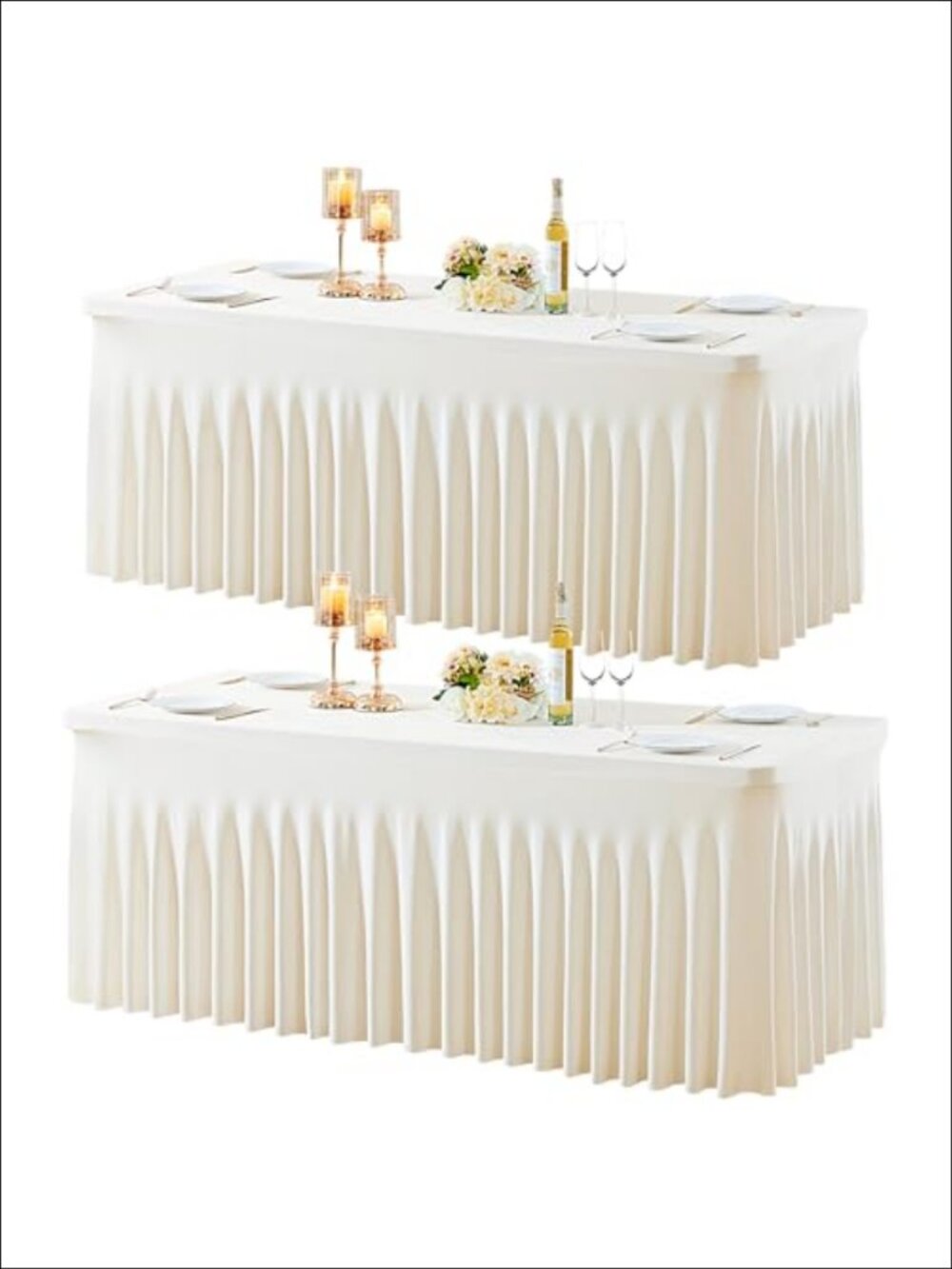 2 Pack Spandex Fitted Tablecloth 6ft Rectangle Stretch Wrinkle Free